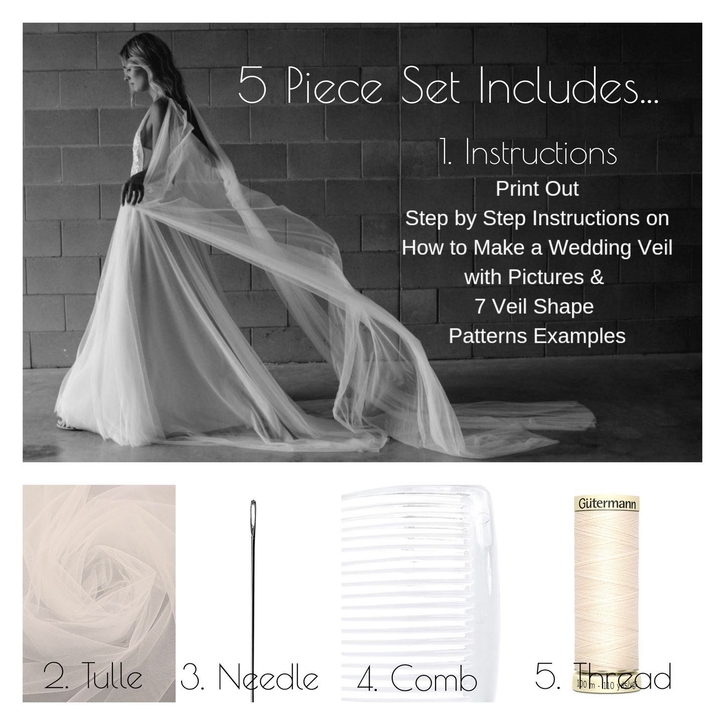 TLC Signature Wedding Veil Kits - Ivory