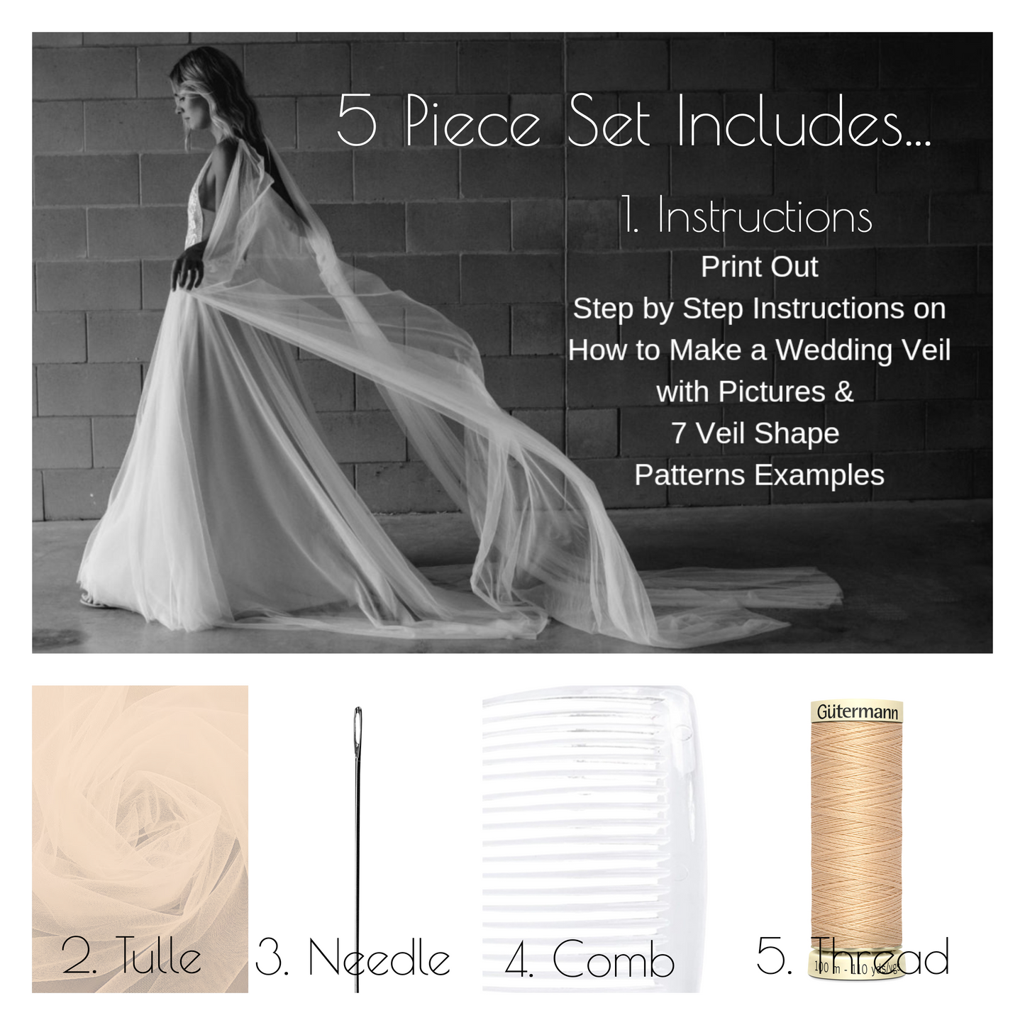 TLC Signature Wedding Veil Kits - Beige