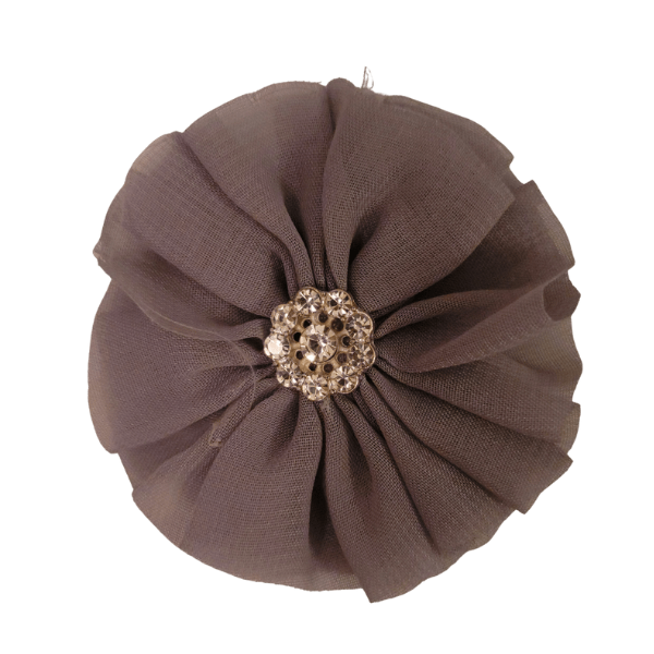 Jeweled Chiffon Flower 1.5" - Grey - TLC