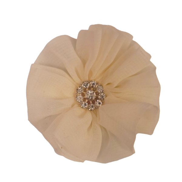 Jeweled Chiffon Flower 1.5" - Ivory - TLC