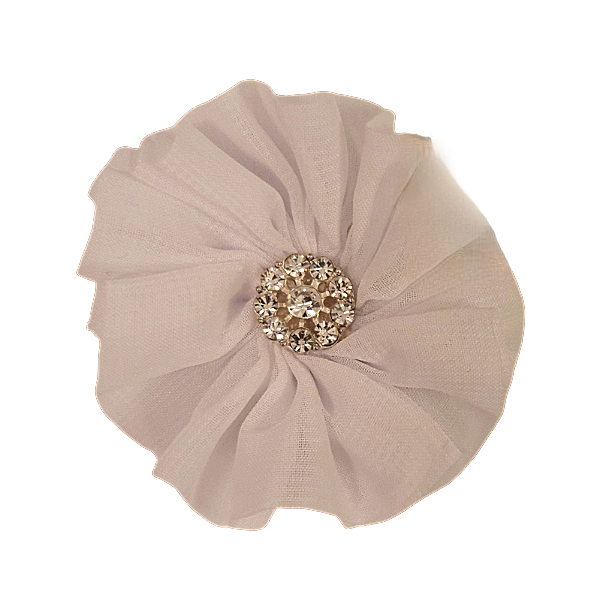 Jeweled Chiffon Flower 1.5" - White - TLC