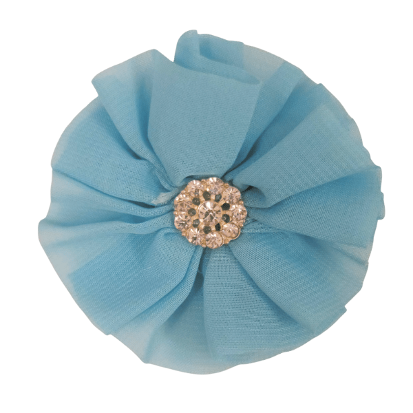Jeweled Chiffon Flower 1.5" - Aqua - TLC