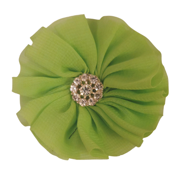 Jeweled Chiffon Flower 1.5" - Lime - TLC