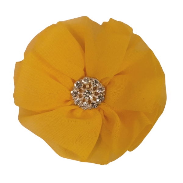 Jeweled Chiffon Flower 1.5" - Yellow - TLC