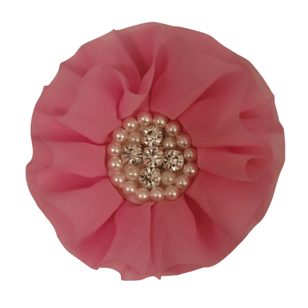 Jeweled Chiffon Flower 4.5" - Pink - TLC