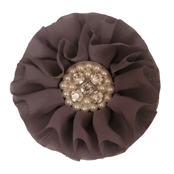 Jeweled Chiffon Flower 4.5" - Grey - TLC