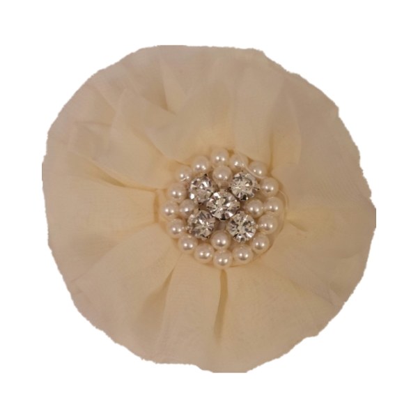Jeweled Chiffon Flower 4.5" - Ivory - TLC