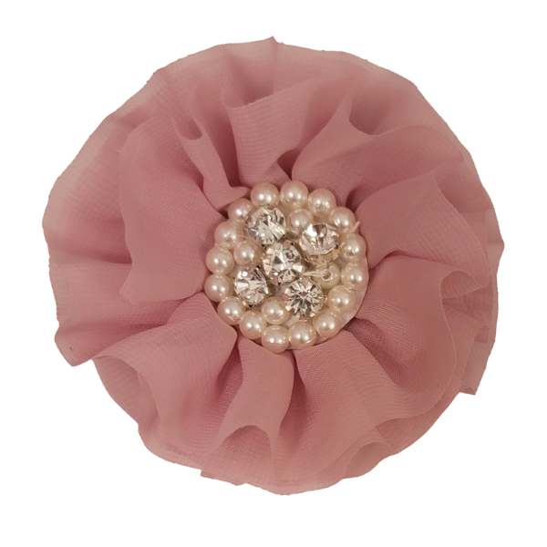 Jeweled Chiffon Flower 4.5" - Dusty Rose - TLC