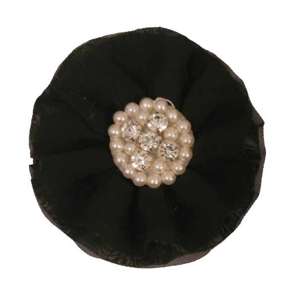 Jeweled Chiffon Flower 4.5" - Black - TLC