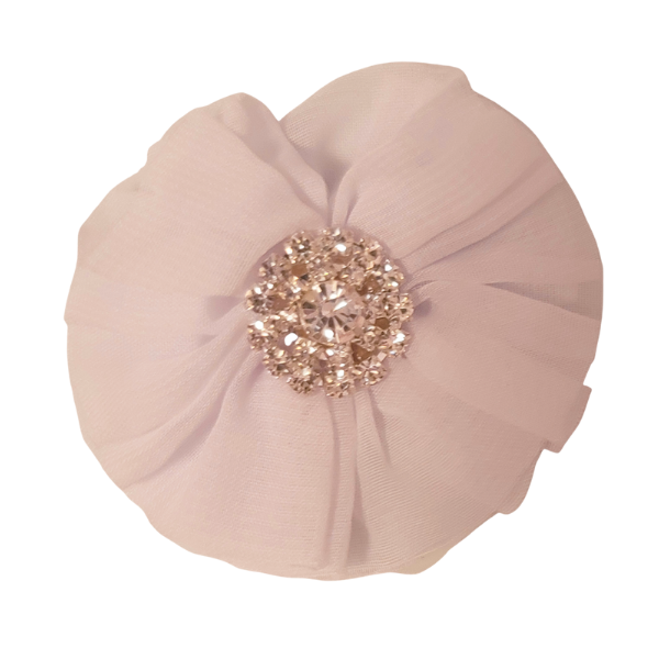 Jeweled Chiffon Flower 2" - White - TLC