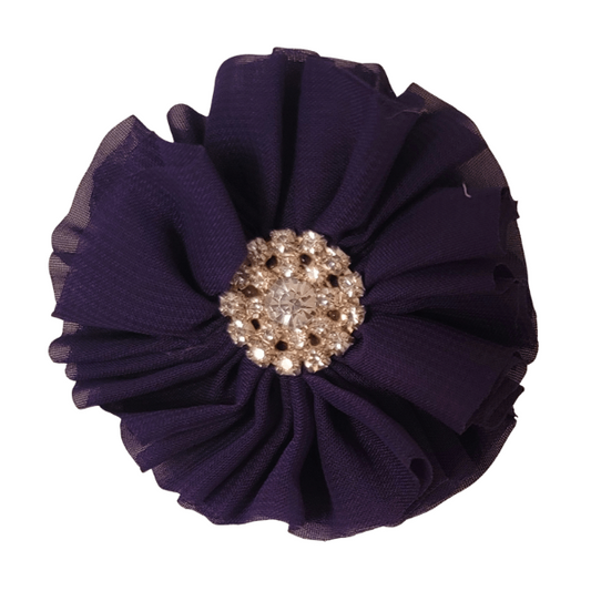 Jeweled Chiffon Flower 2" - Purple - TLC