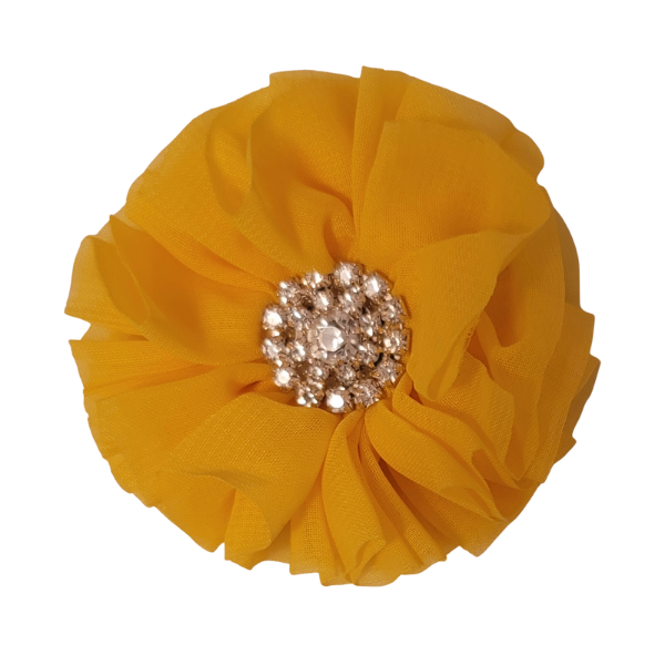 Jeweled Chiffon Flower 2" - Yellow - TLC