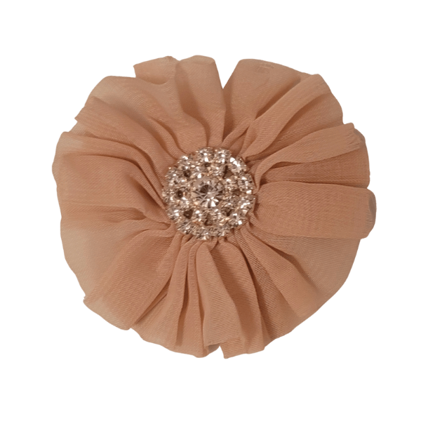 Jeweled Chiffon Flower 2" - Beige - TLC