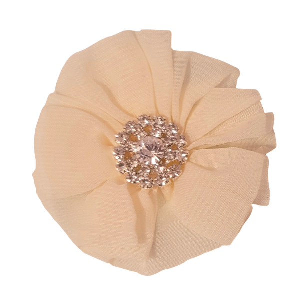Jeweled Chiffon Flower 2" - Ivory - TLC