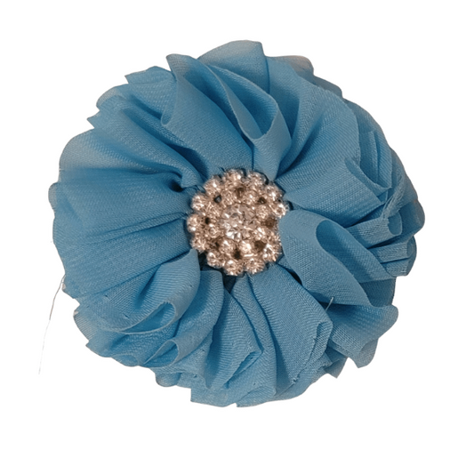 Jeweled Chiffon Flower 2" - Turquoise - TLC