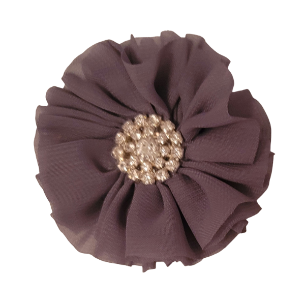 Jeweled Chiffon Flower 2" - Grey - TLC