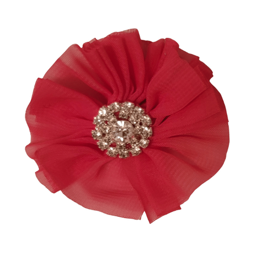 Jeweled Chiffon Flower 2" - Hot Pink - TLC