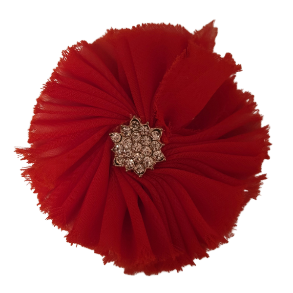 Star Jeweled Chiffon 1.5" - Red - TLC