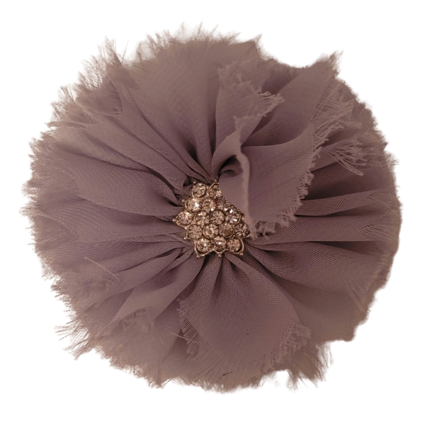 Star Jeweled Chiffon 1.5" - Grey - TLC