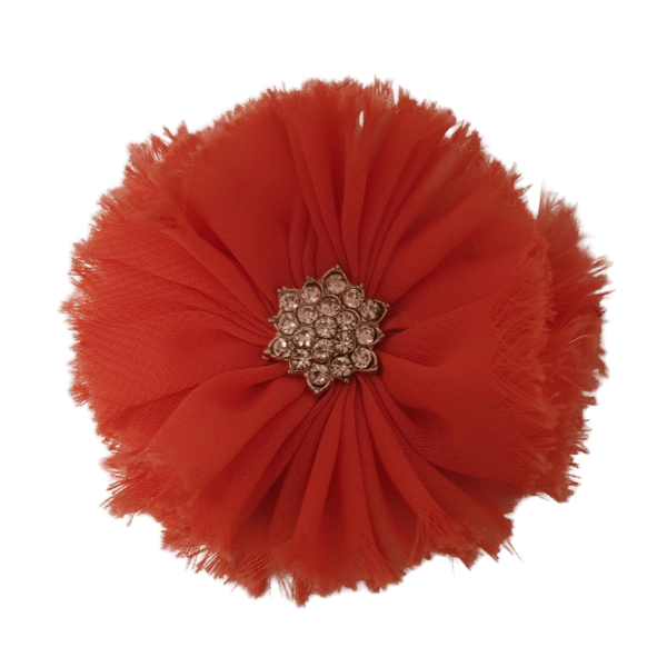 Star Jeweled Chiffon 1.5" - Dark Coral - TLC
