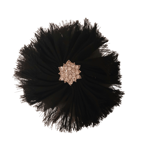 Star Jeweled Chiffon 1.5" - Black - TLC