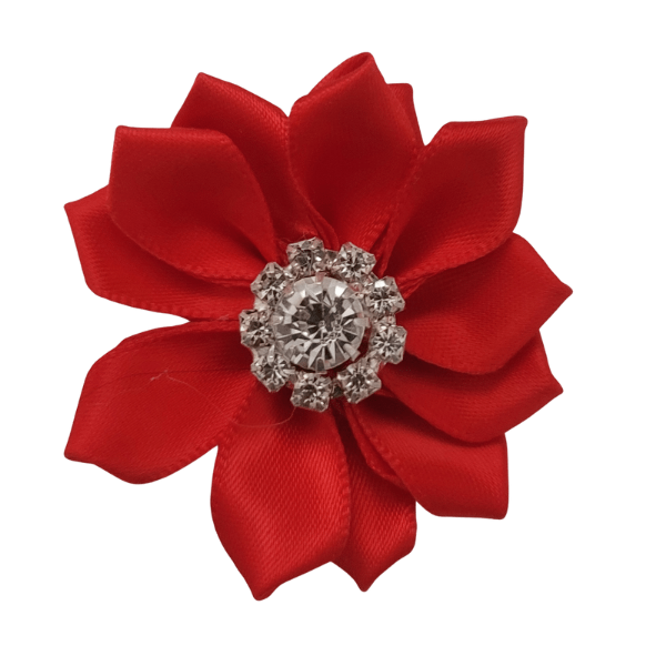 Rhinestone Satin Starburst 1.25" - Red - TLC
