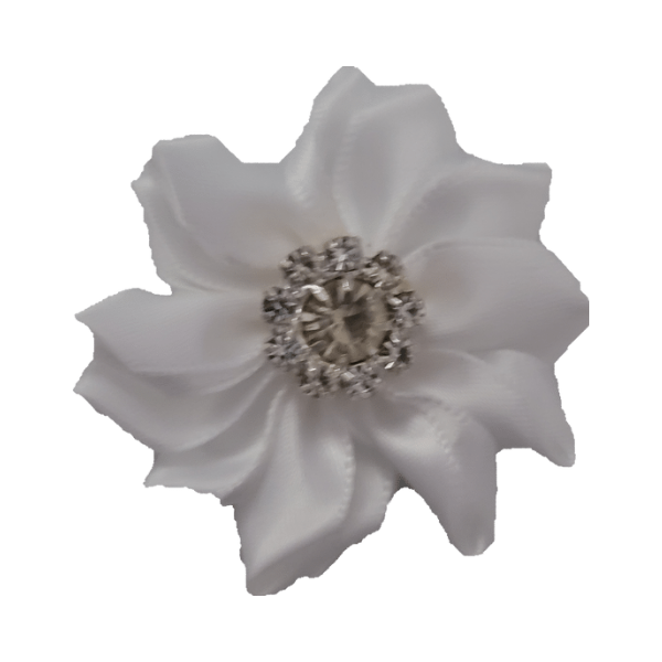 Rhinestone Satin Starburst 1.25" - White - TLC