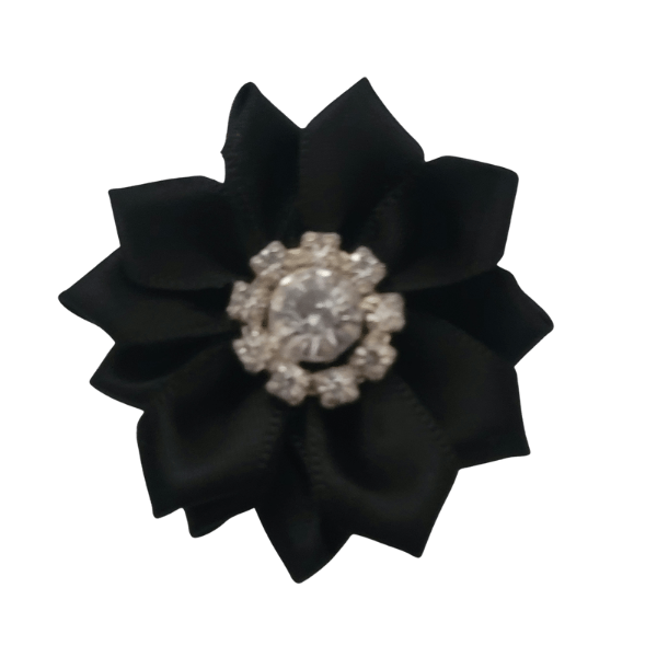 Rhinestone Satin Starburst 1.25" - Black - TLC