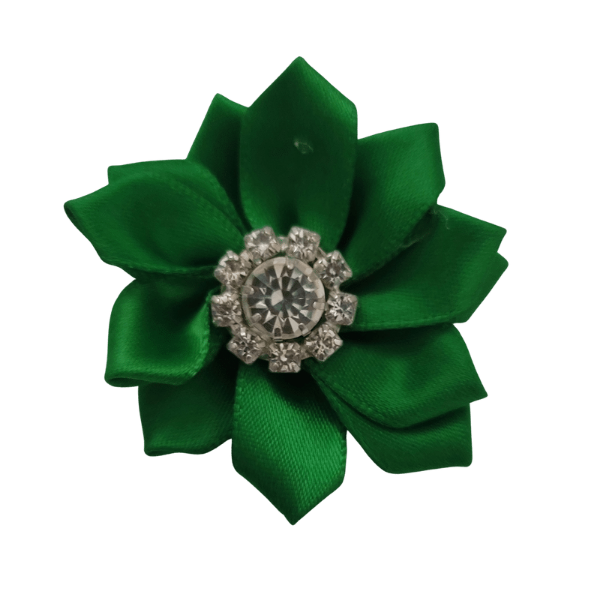 Rhinestone Satin Starburst 1.25" - Green - TLC