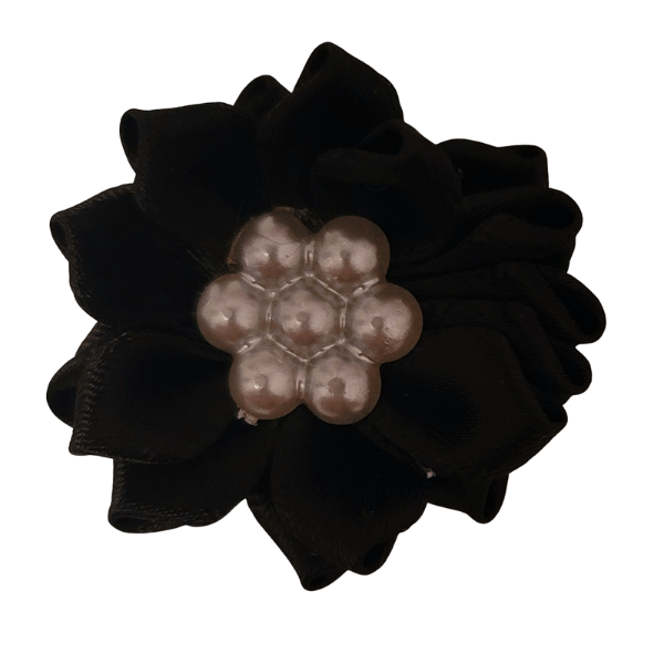 Pearled Satin Starburst 1.25" - Black - TLC