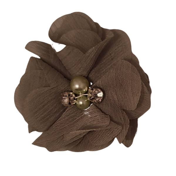 Jeweled Chiffon Pansy 1.5" - Olive - TLC