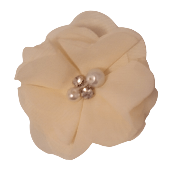 Jeweled Chiffon Pansy 1.5" - Ivory - TLC