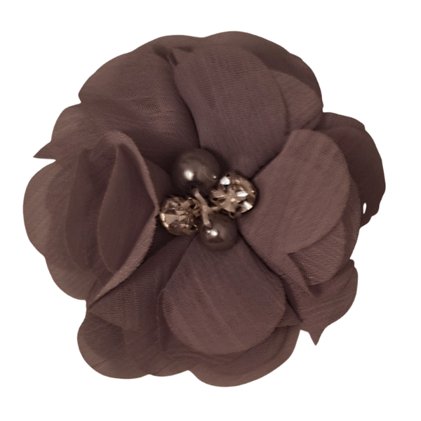 Jeweled Chiffon Pansy 1.5" - Silver - TLC