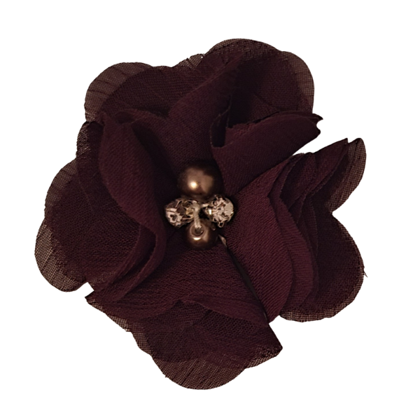 Jeweled Chiffon Pansy 1.5" - Brown - TLC