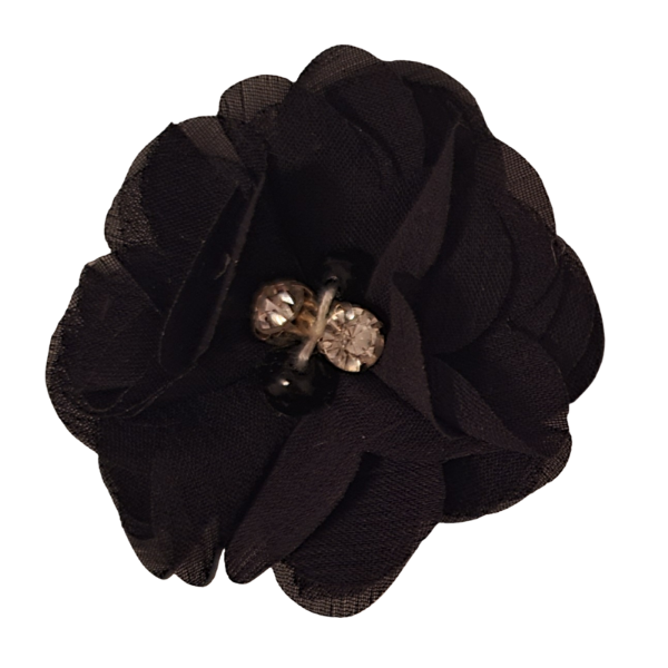 Jeweled Chiffon Pansy 1.5" - Black - TLC