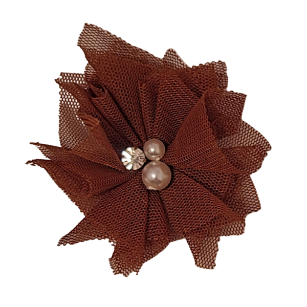 Jeweled Tulle 1.5" - Brown - TLC