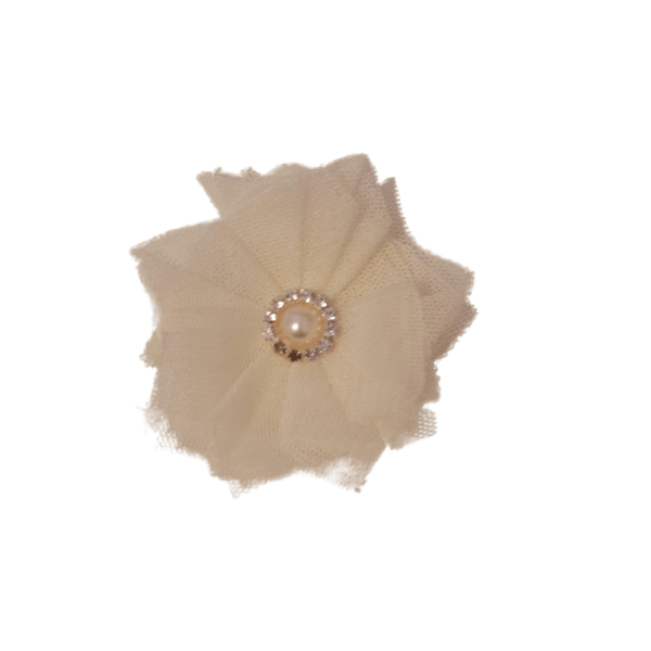 Pearled Jewel Tulle 1" - Ivory - TLC