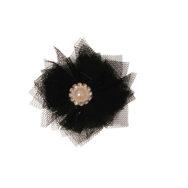Pearled Jewel Tulle 1" - Black - TLC