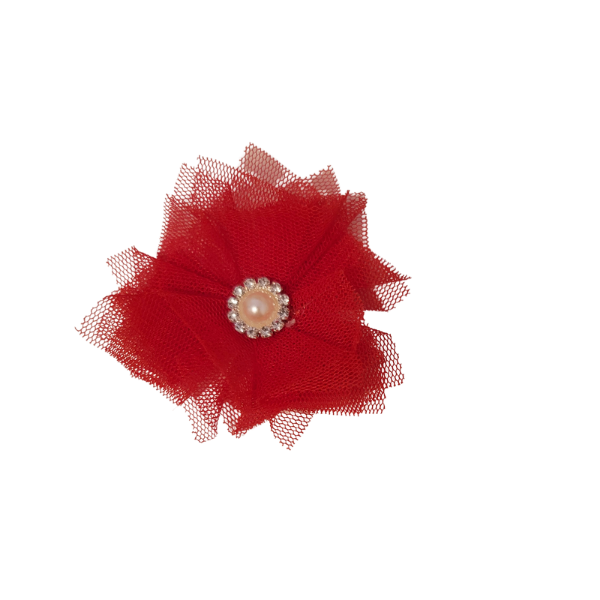 Pearled Jewel Tulle 1" - Red - TLC