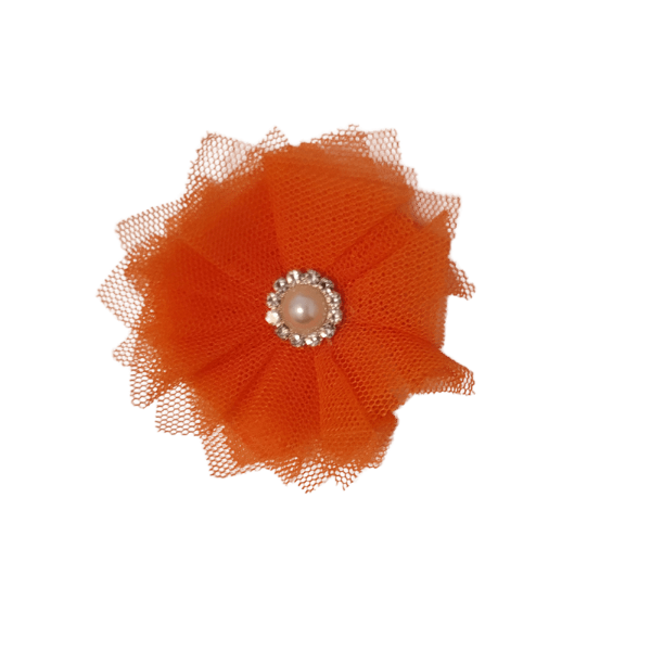Pearled Jewel Tulle 1" - Orange - TLC