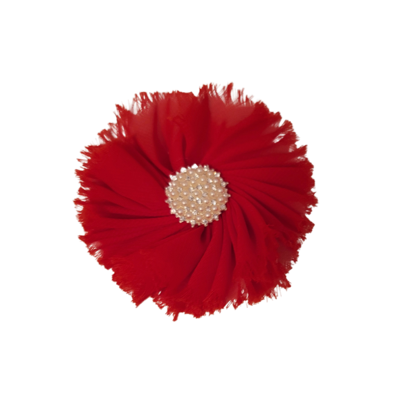 Pearly Chiffon Flower 1.5" - Red - TLC