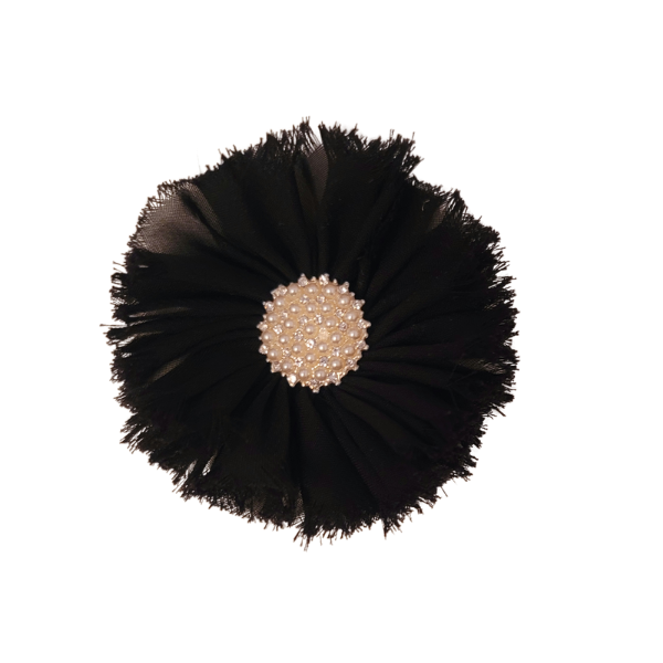 Pearly Chiffon Flower 1.5" - Black - TLC