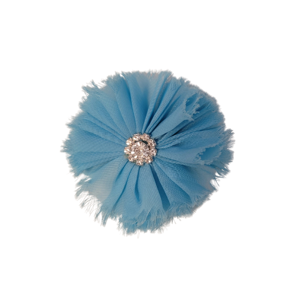 Rhinestone Chiffon Flower 1.5" - Turquoise - TLC