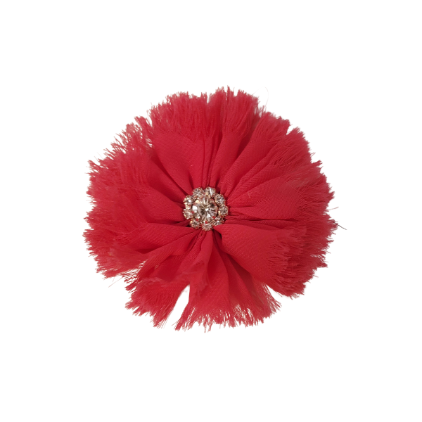 Rhinestone Chiffon Flower 1.5" - Hot Pink - TLC