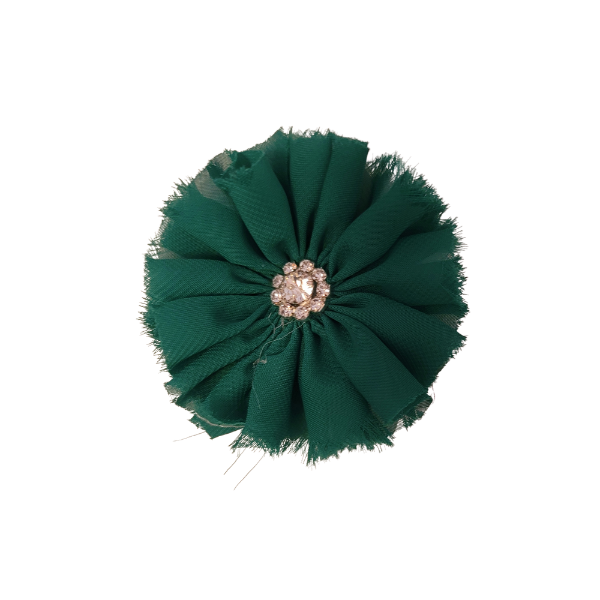 Rhinestone Chiffon Flower 1.5" - Green - TLC