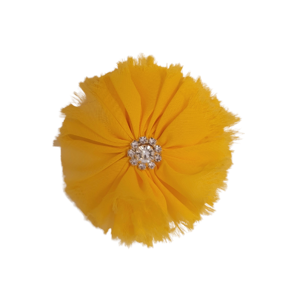 Rhinestone Chiffon Flower 1.5" - Yellow - TLC