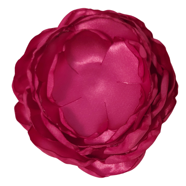 Layered Singed Satin Peony 4" - Hot Pink - TLC