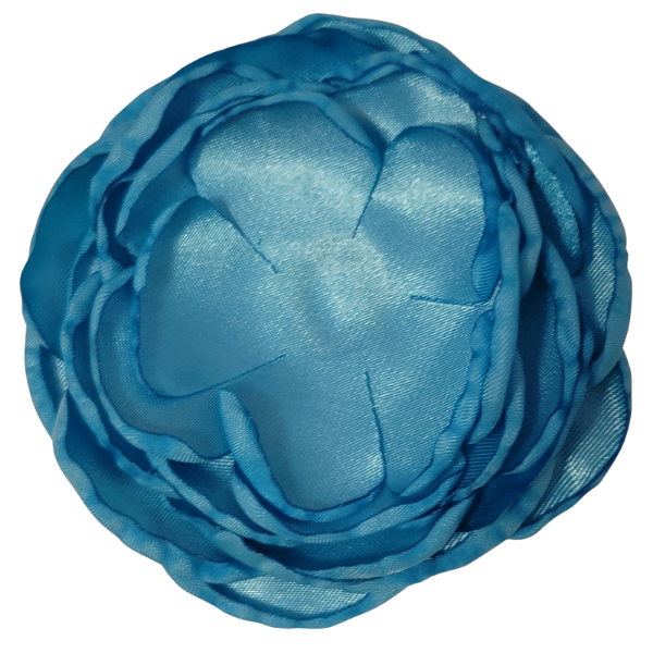 Layered Singed Satin Peony 4" - Turquoise - TLC