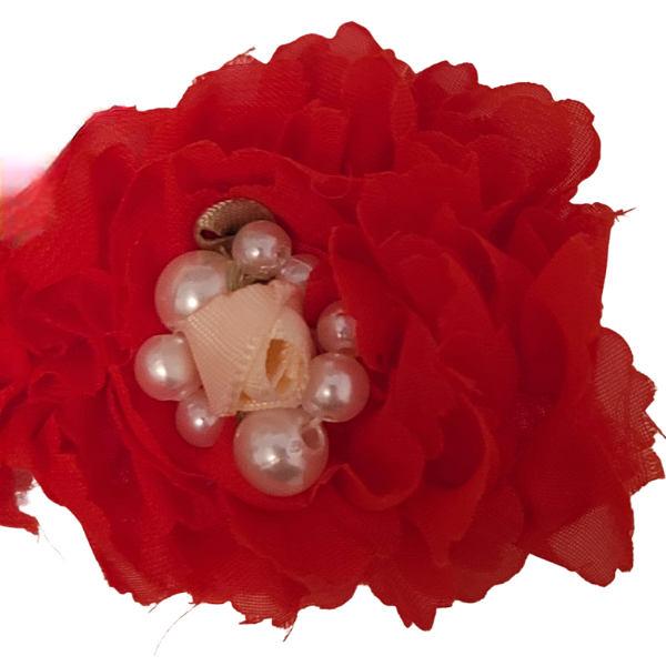 Pearled Chiffon Carnation 2" - Red - TLC