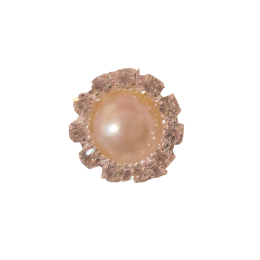 Rhinestone/Pearl Flatback Button Embellishment - TLC - Set of 5